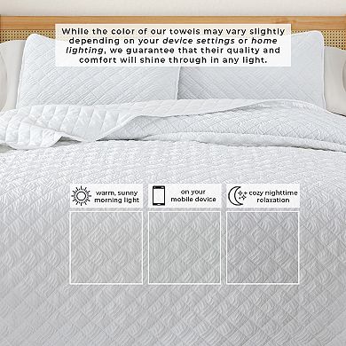 Madelinen® Diamond Embossed Microfiber Quilt Set with Shams