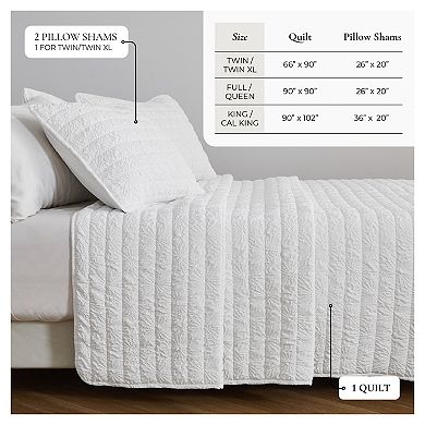 Madelinen® Floral Embossed Microfiber Quilt Set with Shams