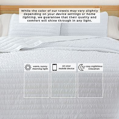Madelinen® Floral Embossed Microfiber Quilt Set with Shams