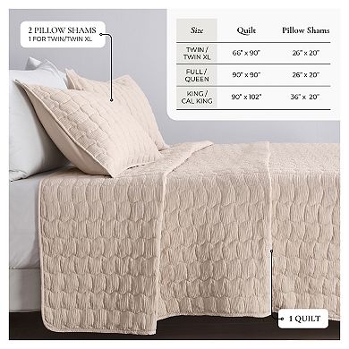 Madelinen® Gauze-Inspired Wave Stitched Quilt Set with Shams
