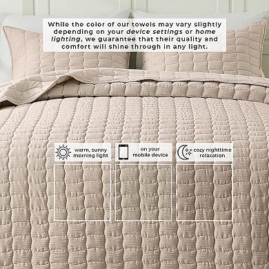 Madelinen® Gauze-Inspired Wave Stitched Quilt Set with Shams