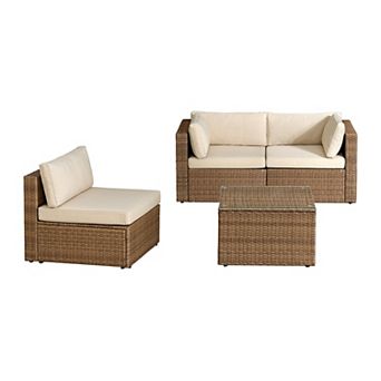 Alaterre Furniture Montara 4 pc Outdoor Patio Coffee Table & Chairs Furniture Set