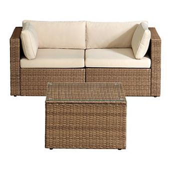 Alaterre Furniture Montara 3 pc Loveseat & Patio Table Set