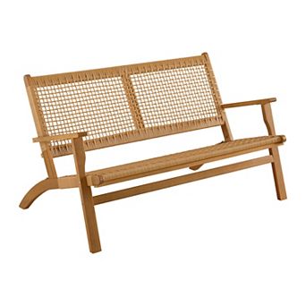 Alaterre Furniture Weyra Outdoor Loveseat with Rattan Backrest