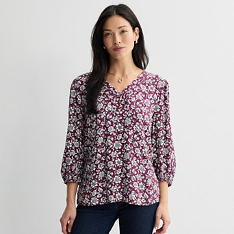 Women's Croft & Barrow® Pleated Placket Blouse