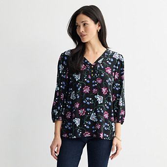 Women's Croft & Barrow® Pleated Placket Blouse