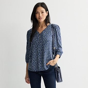 Women's Croft & Barrow® Pleated Placket Blouse