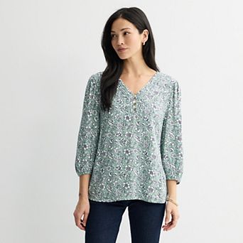 Women's Croft & Barrow® Pleated Placket Blouse