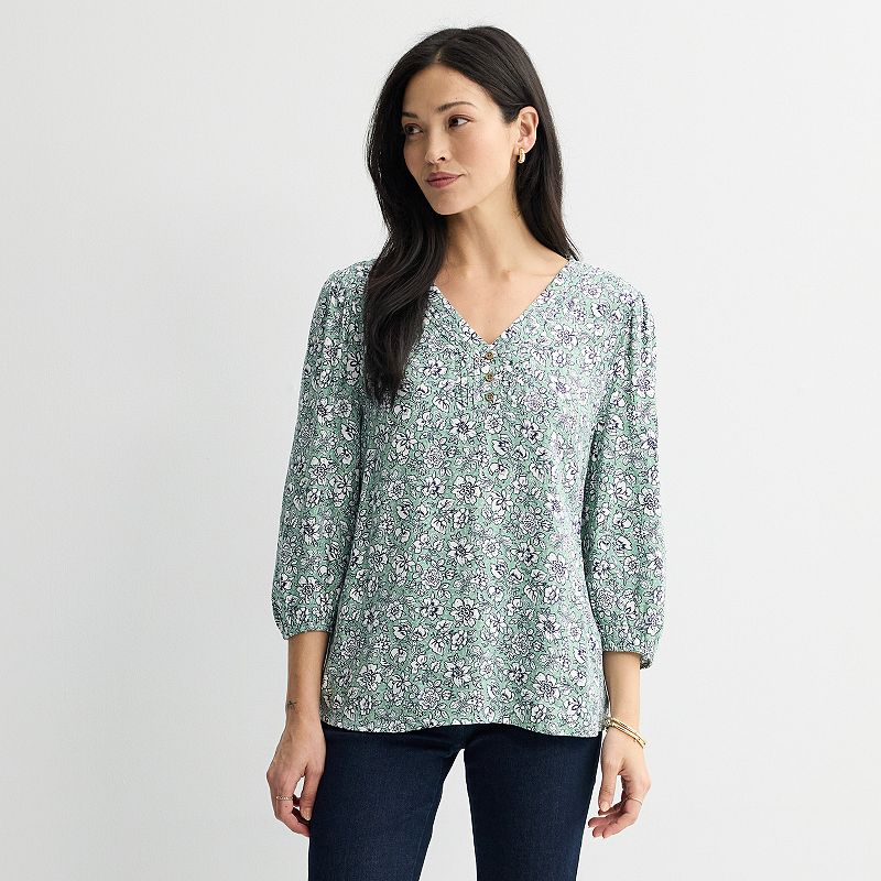 Women's Croft & Barrow® Pleated Placket Blouse
