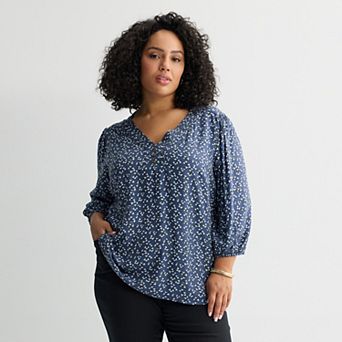 Plus Size Croft & Barrow® Pleated Placket Blouse