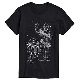 Big & Tall Star Wars C-3PO & R2-D2 Holiday Lights Short Sleeve Graphic T-Shirt