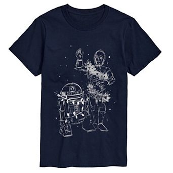 Big & Tall Star Wars C-3PO & R2-D2 Holiday Lights Short Sleeve Graphic T-Shirt