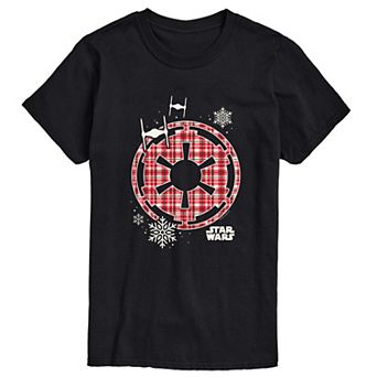 Big & Tall Star Wars Holiday Plaid Empire Icon Short Sleeve Short Sleeve Graphic T-Shirt