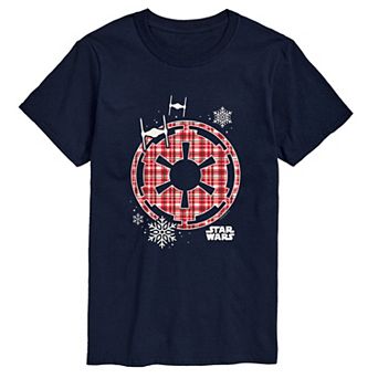 Big & Tall Star Wars Holiday Plaid Empire Icon Short Sleeve Short Sleeve Graphic T-Shirt