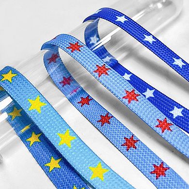Women's Flat Shoelaces Colored Star Patterned Printed for Sneakers 63"