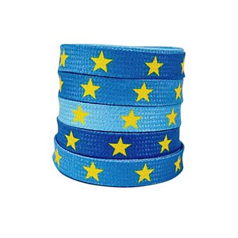 Women's Flat Shoelaces Colored Star Patterned Printed for Sneakers 63"