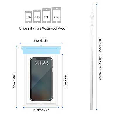 Waterproof Phone Pouch Universal Underwater Case up to 6”