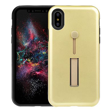 iPhone X Finger Strap Case Rugged Dual-Layer with Kickstand