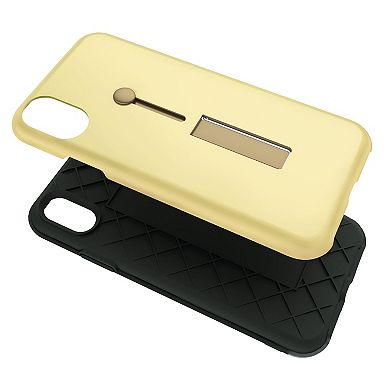 iPhone X Finger Strap Case Rugged Dual-Layer with Kickstand