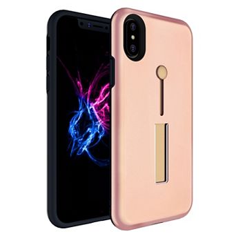iPhone X Finger Strap Case Rugged Dual-Layer with Kickstand