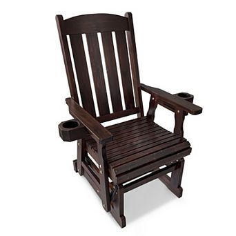 Fortune Candy Wood Patio Glider with High Back and Deep Contoured Seat for 1 Person