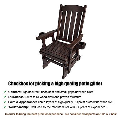 Fortune Candy Wood Patio Glider with High Back and Deep Contoured Seat, set of 2