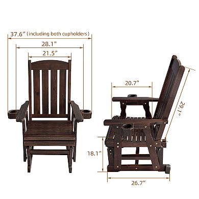 Fortune Candy Wood Patio Glider with High Back and Deep Contoured Seat, set of 2