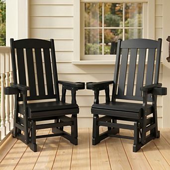 Fortune Candy Wood Patio Glider with High Back and Deep Contoured Seat, set of 2
