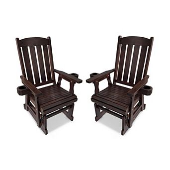 Fortune Candy Wood Patio Glider with High Back and Deep Contoured Seat, set of 2