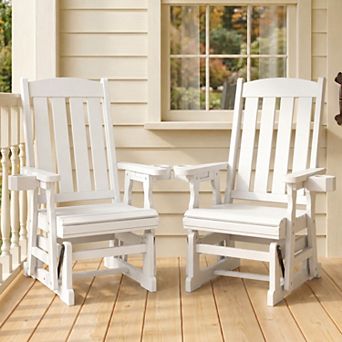 Fortune Candy Wood Patio Glider with High Back and Deep Contoured Seat, set of 2