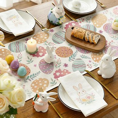 Cute Carrot & Bunny Easter Table Runner for Spring Party and Farmhouse Decor