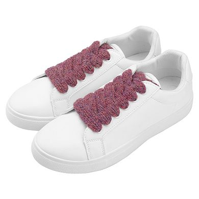 Women's Flat Mixed Color Mohair Widened Shoelaces for Sneakers 2 Pairs 63.0"