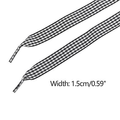Women's 2 Pairs Flat Two-Tone Checkered 0.6" Wide Shoelaces for Sneakers 55.1"