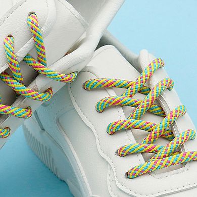 2 Pairs Round Rope Checkered Shoelaces Colorful Shoe Laces for 39.4"