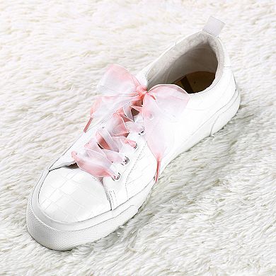 1 Pair Flat for Women Gradient Color Organza Shoelaces Strings 55"