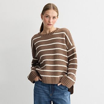 Juniors' Pink Republic Chenille Drop Shoulder Knit Sweater