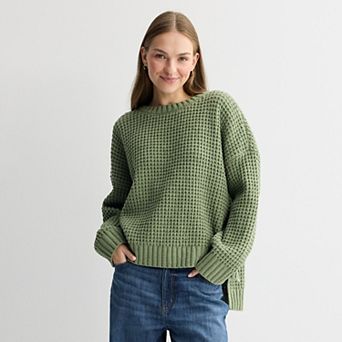 Juniors' Pink Republic Chenille Drop Shoulder Knit Sweater