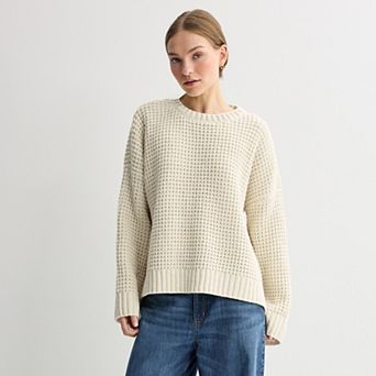 Juniors' Pink Republic Chenille Drop Shoulder Knit Sweater