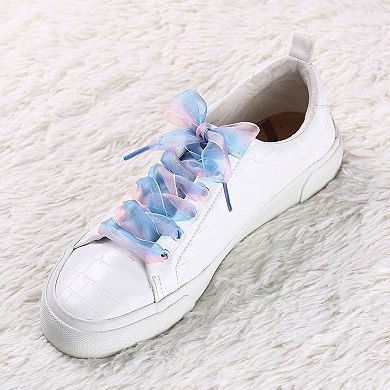 1 Pair Flat for Women Gradient Color Organza Shoelaces Strings 47"
