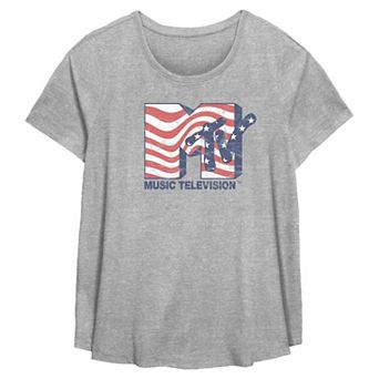 Plus Size MTV Stars & Stripes Americana Logo Flowy Graphic Tee