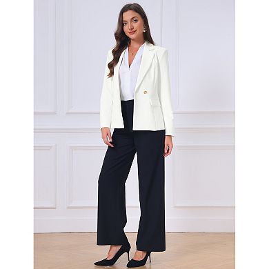 Work Blazer for Women Long Sleeve Lapel Single Button Business Casual Suit Jacket with Pockets