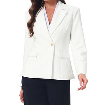Work Blazer for Women Long Sleeve Lapel Single Button Business Casual Suit Jacket with Pockets