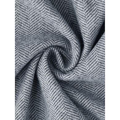 Vintage Jacket for Women Crew Neck Herringbone Long Sleeve Button Down Ruffled Hem Business Jackets