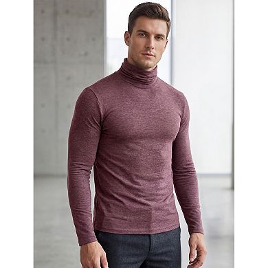 3 Packs Men's Turtleneck Long Sleeve Slim Fit Soft Stretch Casual Thermal Tee Shirts