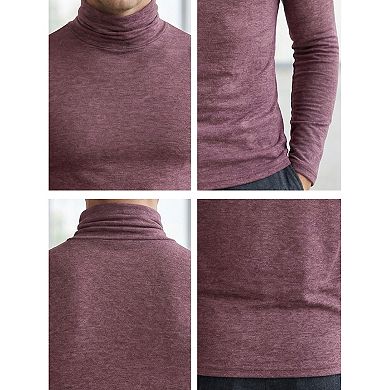3 Packs Men's Turtleneck Long Sleeve Slim Fit Soft Stretch Casual Thermal Tee Shirts