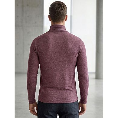 3 Packs Men's Turtleneck Long Sleeve Slim Fit Soft Stretch Casual Thermal Tee Shirts