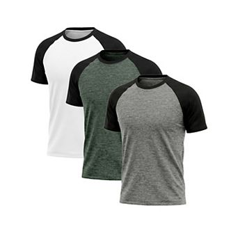 3 Packs Men's Raglan T-Shirts Short Sleeve Crewneck Color Block Casual Baseball Tee Shirt