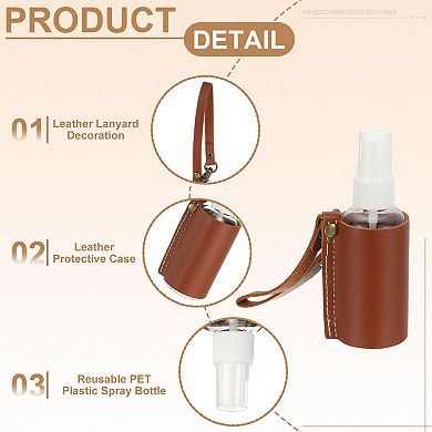 Travel Empty Spray Bottles with Leather Bag Holder, Refillable Bottle, Portable Hand Soap Containers