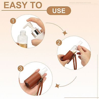 Travel Empty Spray Bottles with Leather Bag Holder, Refillable Bottle, Portable Hand Soap Containers