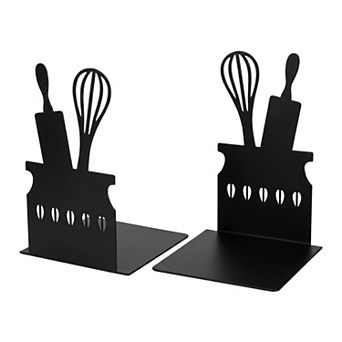 Decorative Metal Bookends with Hollow Design Book Ends Shelves Non-Skid Bookshelf 3.9"Lx3.9"Wx5.9"H